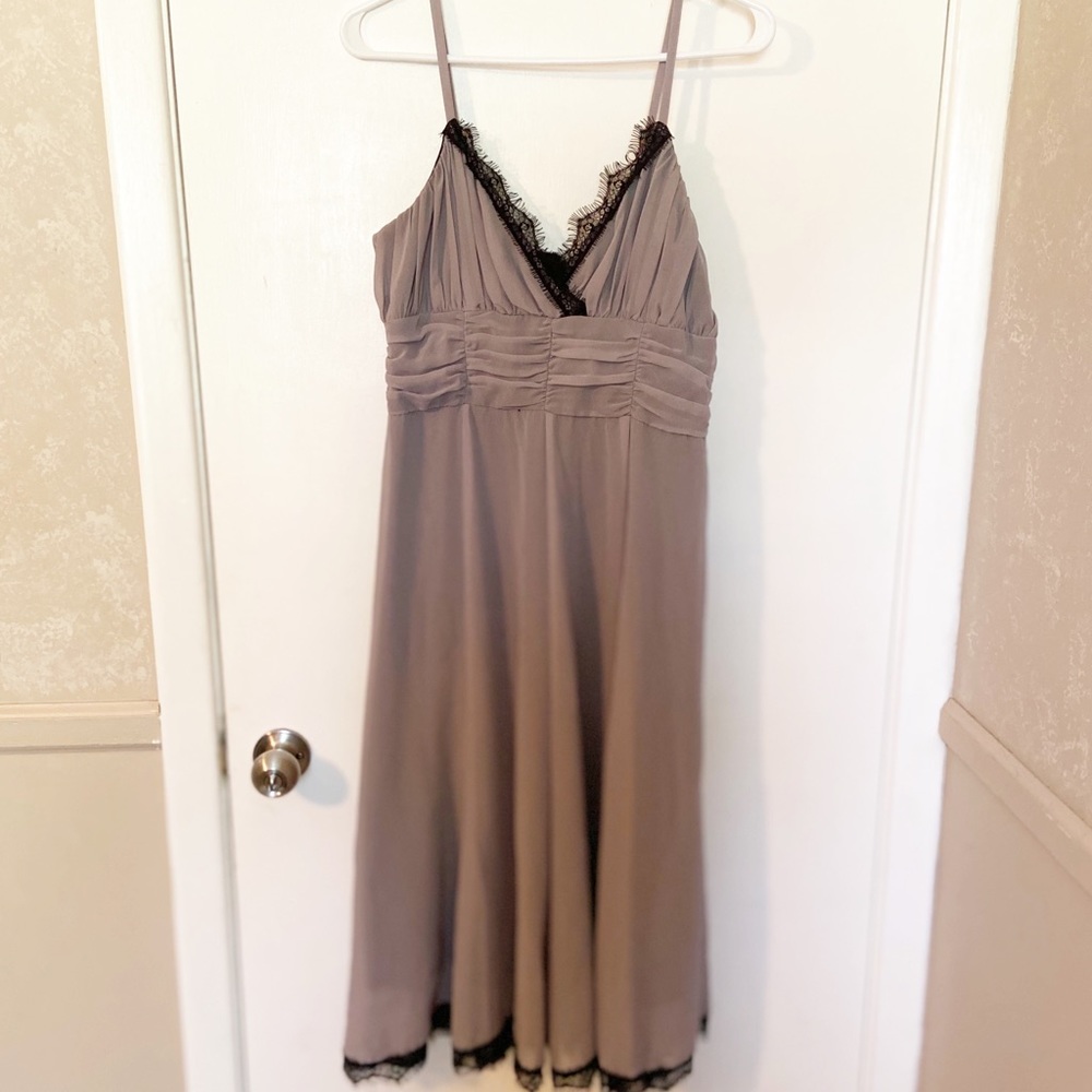 Women’s grey spaghetti strap dress w/ lace detail